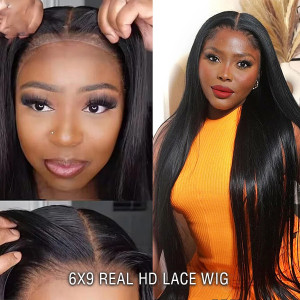 Elva hair Undetectable Invisible Lace straight  9X6 HD Frontal Lace Wig Real HD Lace(D02)