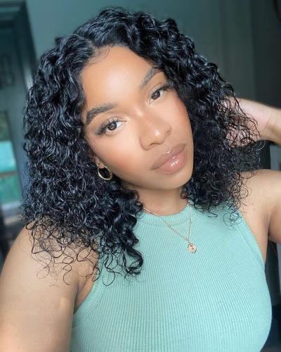  PMUYBHF Lace Frontal Wigs Human Hair, Water Wave Wigs 150%  Density Wet and Wavy Human Hair Lace Front Wigs, Curly Lace Frontal Wigs  Human Hair Pre Plucked with Hair for Women (12 IN, A) : Beauty & Personal  Care